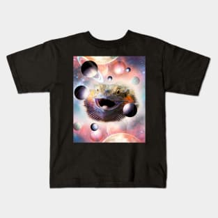 Cosmic Space Galaxy Bearded Dragon Lizard Face Kids T-Shirt